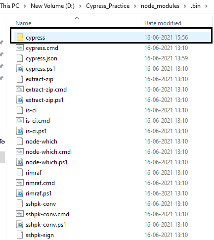 cypress folder gets created